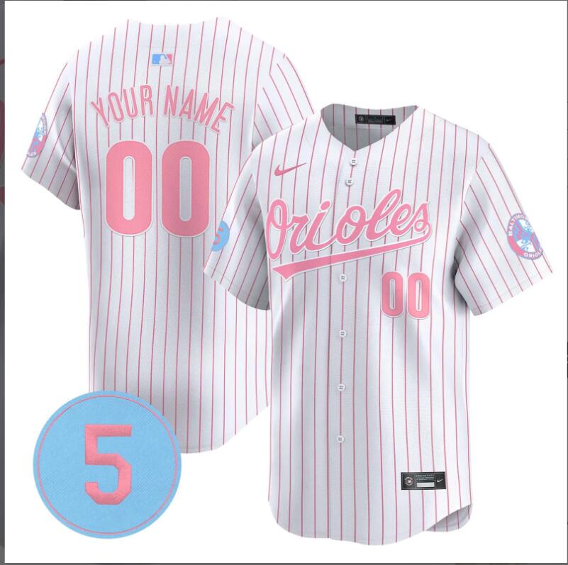 Men Baltimore Orioles Custom white with red strpis 2024 Nike MLB jersey->customized nfl jersey->Custom Jersey